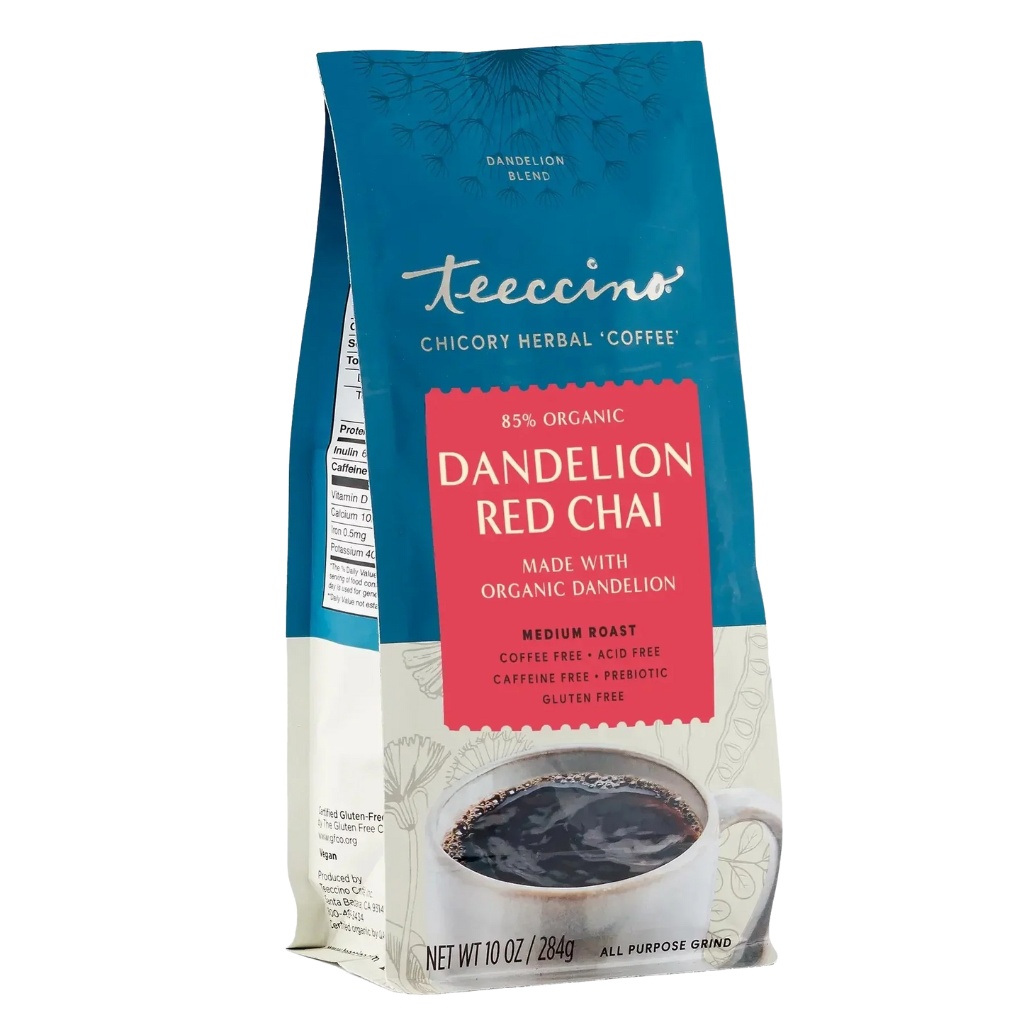 Teeccino Dandelion Red Chai Herbal Coffee Teeccino