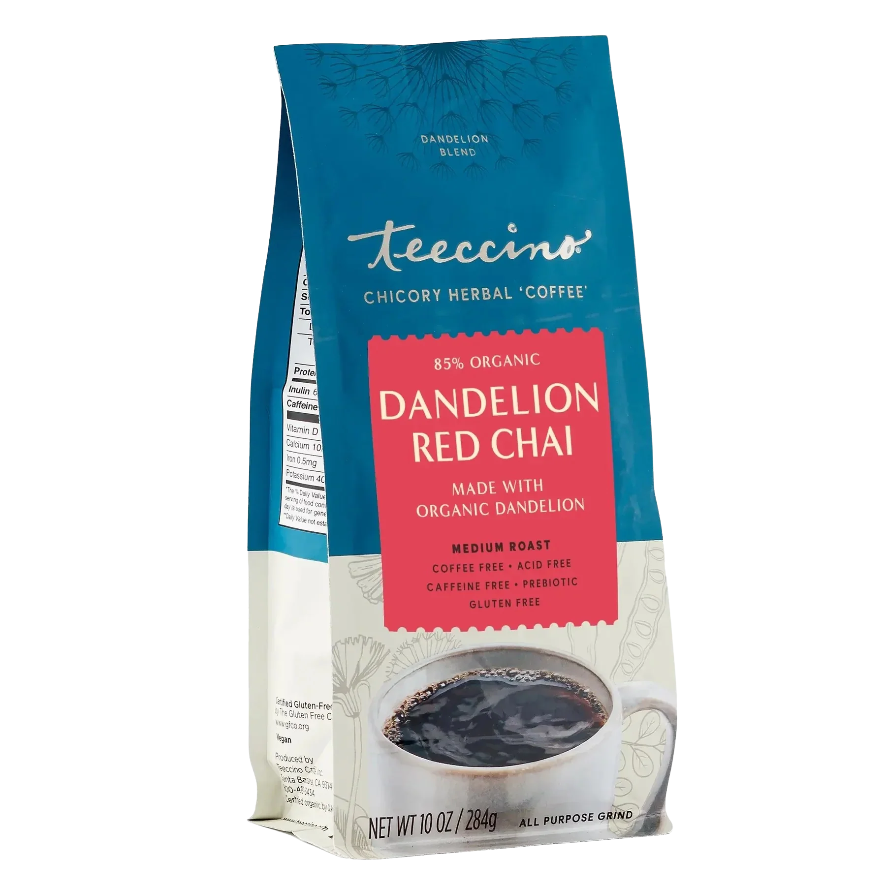 Teeccino Dandelion Red Chai Herbal Coffee Teeccino