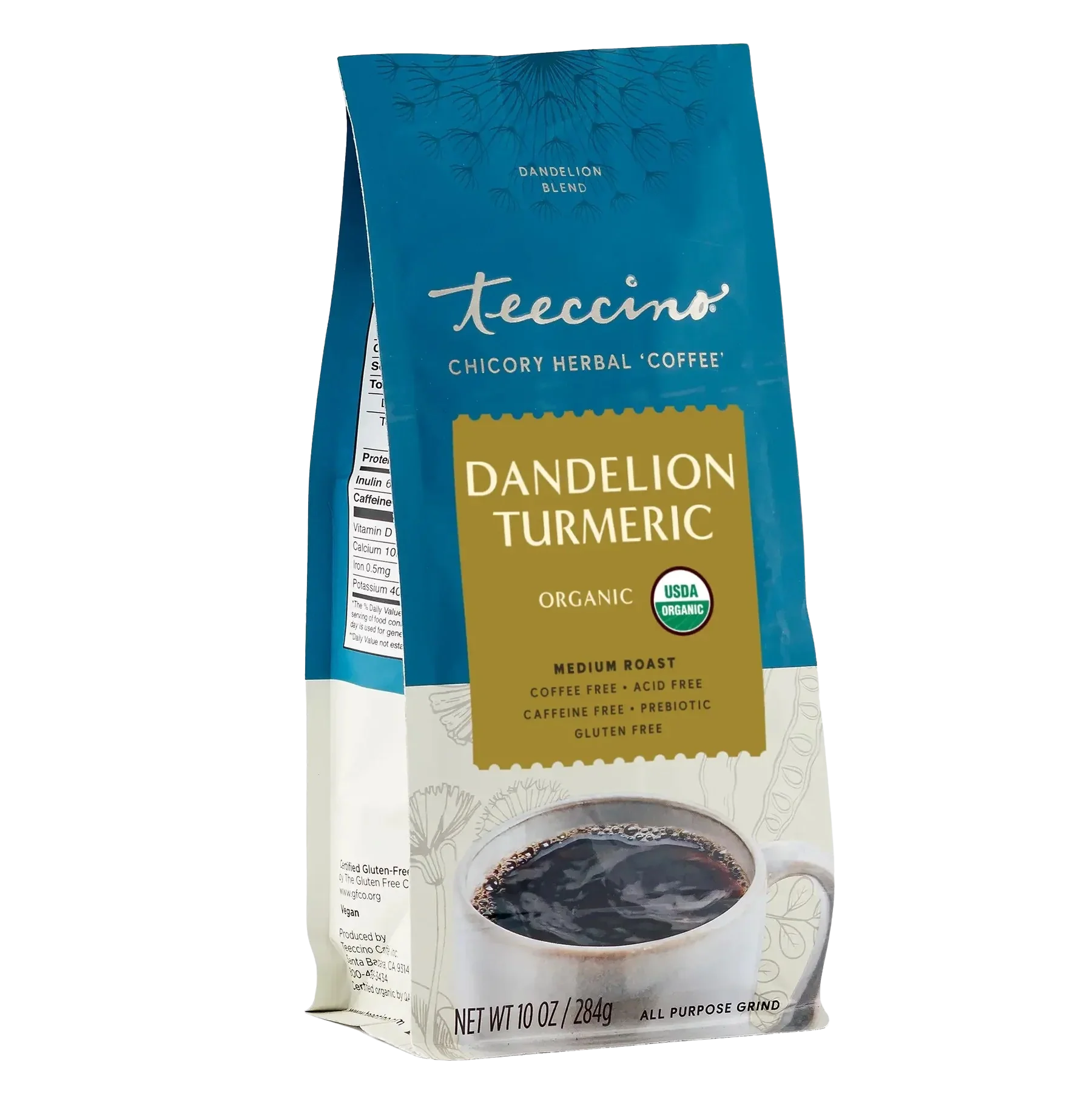 Teeccino Dandelion Turmeric Herbal Coffee
