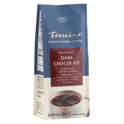 Teeccino Dark Chocolate Prebiotic SuperBoost Herbal Coffee Teeccino