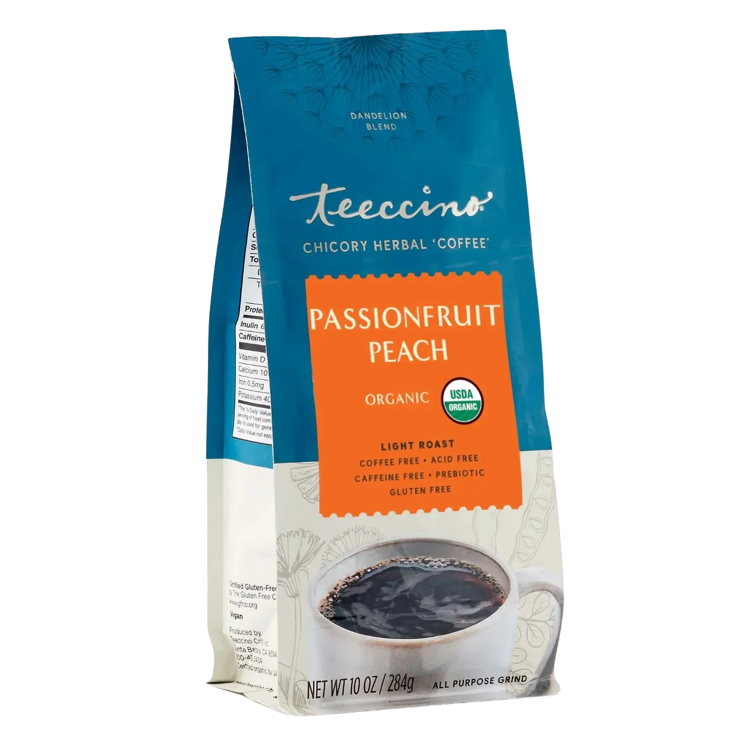 Teeccino Dandelion Passionfruit Peach Herbal Coffee Teeccino