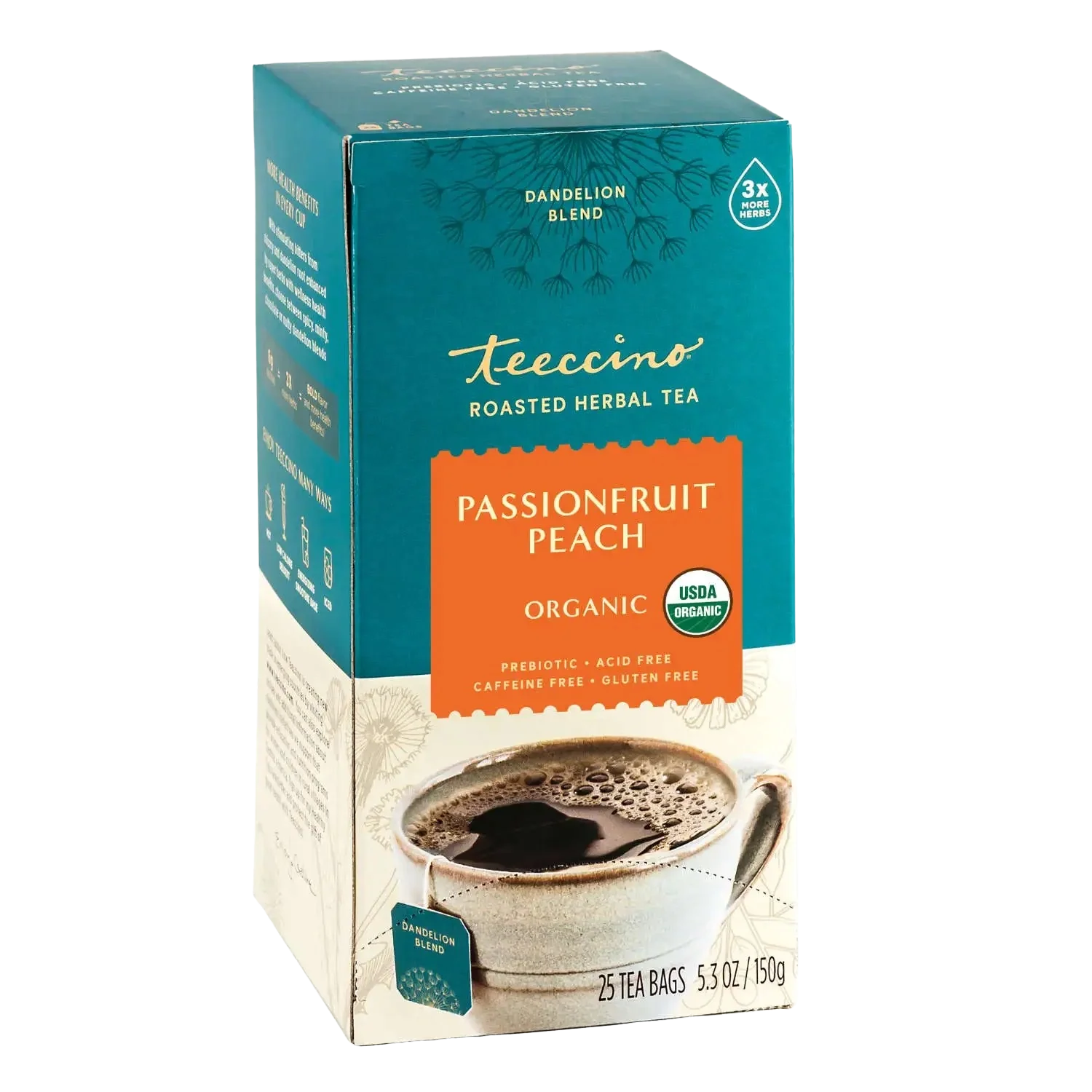 Teeccino Dandelion Passionfruit Peach Herbal Tea Teeccino