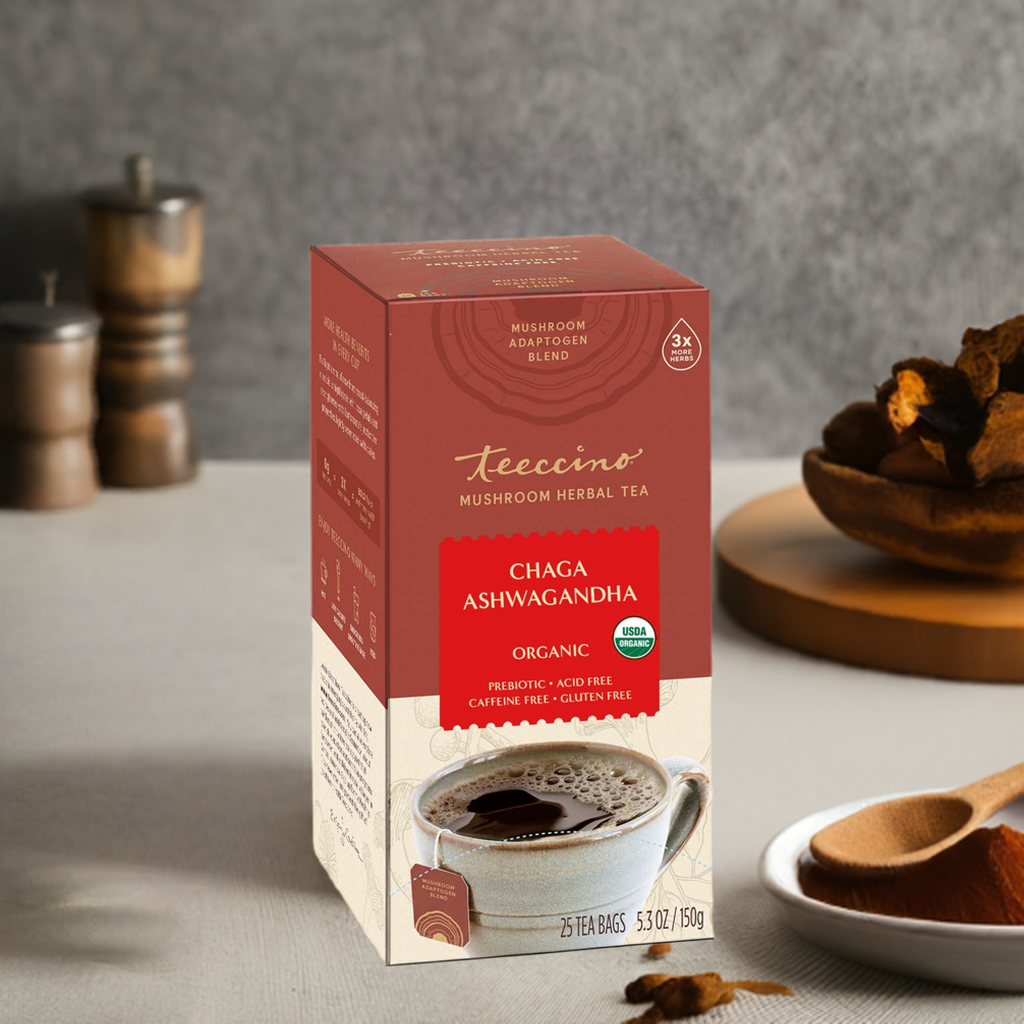 Teeccino Chaga Ashwagandha Butterscotch Cream Mushroom Herbal Tea