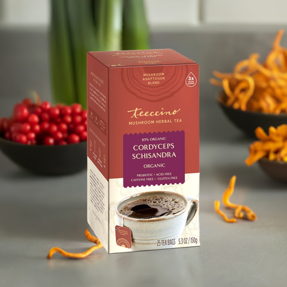 Teeccino Cordyceps Schisandra Cinnamon Berry Mushroom Herbal Tea Teeccino